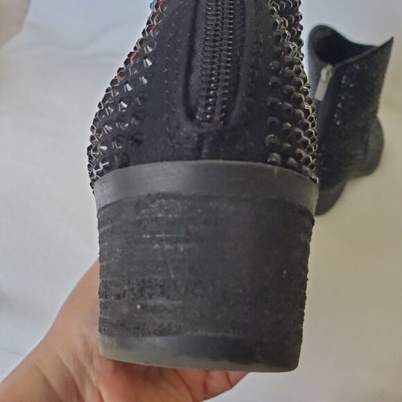 Very G Blinged Out Black Zip Up Boot Size 7.5 - Picture 7 of 16